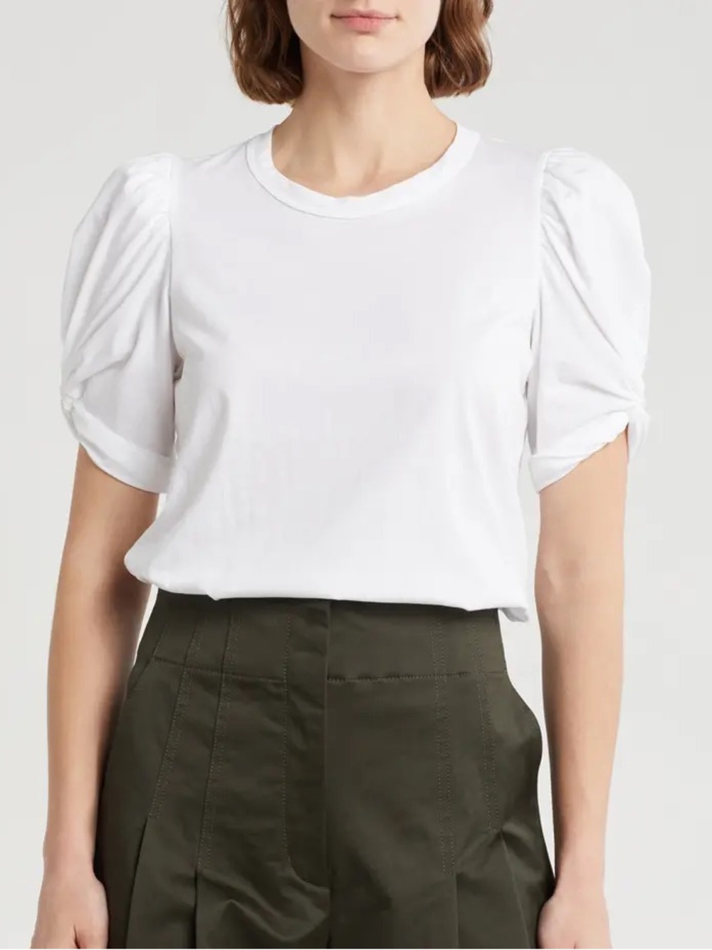 A.L.C. Kati Puff Sleeve Cotton Tee in White